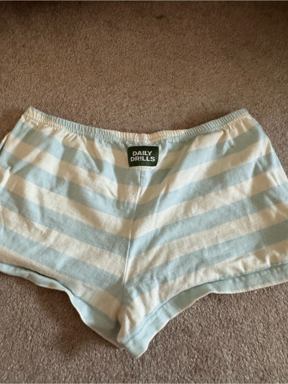 Daily Drills Striped Sleep Shorts in Pale Blue & Cream